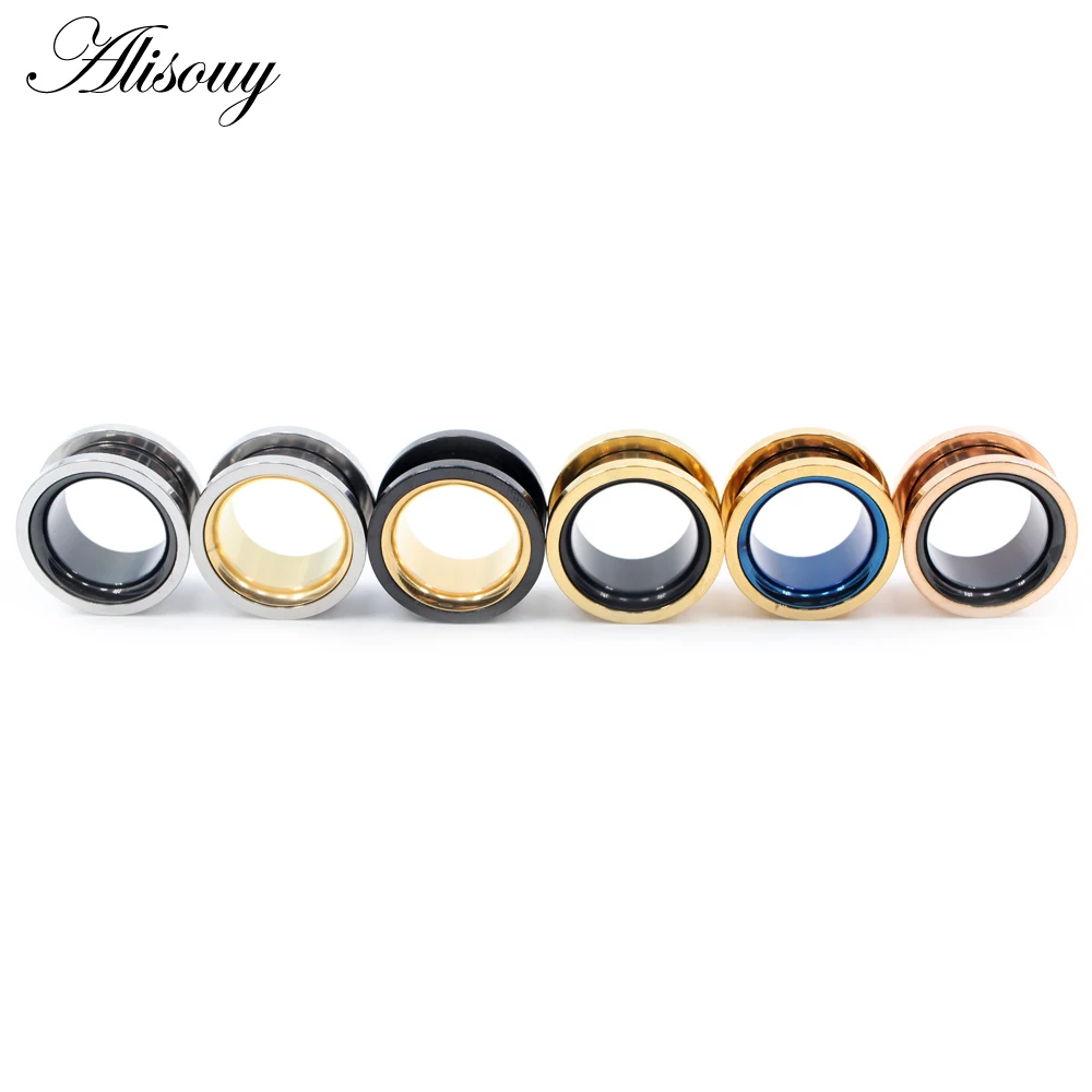 Body piercing jewelry 2pcs Smiple Hollow Stainless Steel Flared Ear Plugs Tunnel Expander Stretcher Gauges Flesh Piercing Earring Body Jewelry