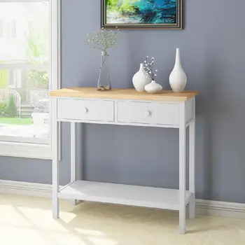 

Table Kitchen Dressing Hall Table with Drawers and Bottom Shelf