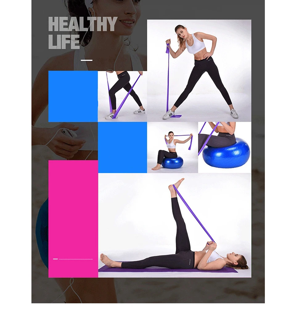 150cm Yoga Resistance Band Natural Tension Elastic Band Health Elastic Exercise Sport Body Latex Stretching Belt Pull Strap