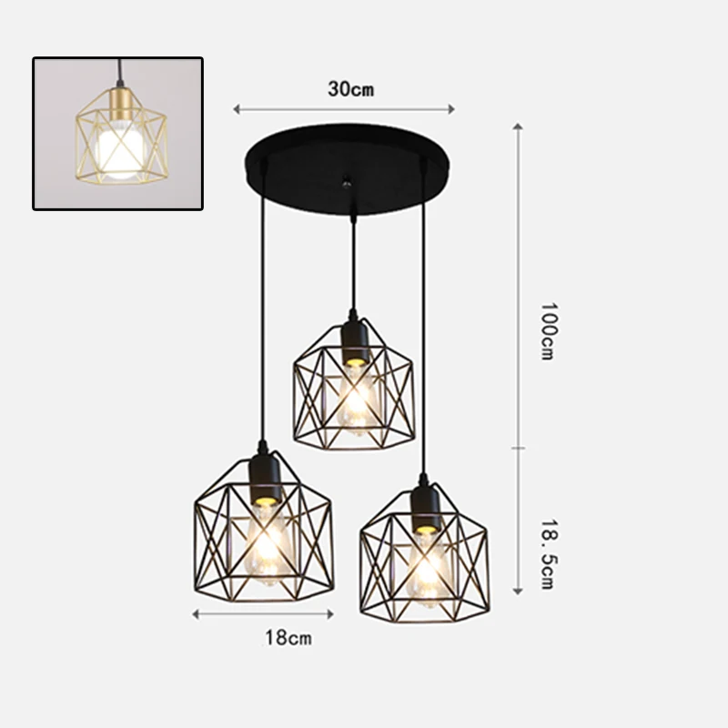 

Modern And Simple E27 Three-Head Dining Room Pendant Lights Creative Industrial Style Bar Cafe Hanging Light Aisle Bedroom Lamp