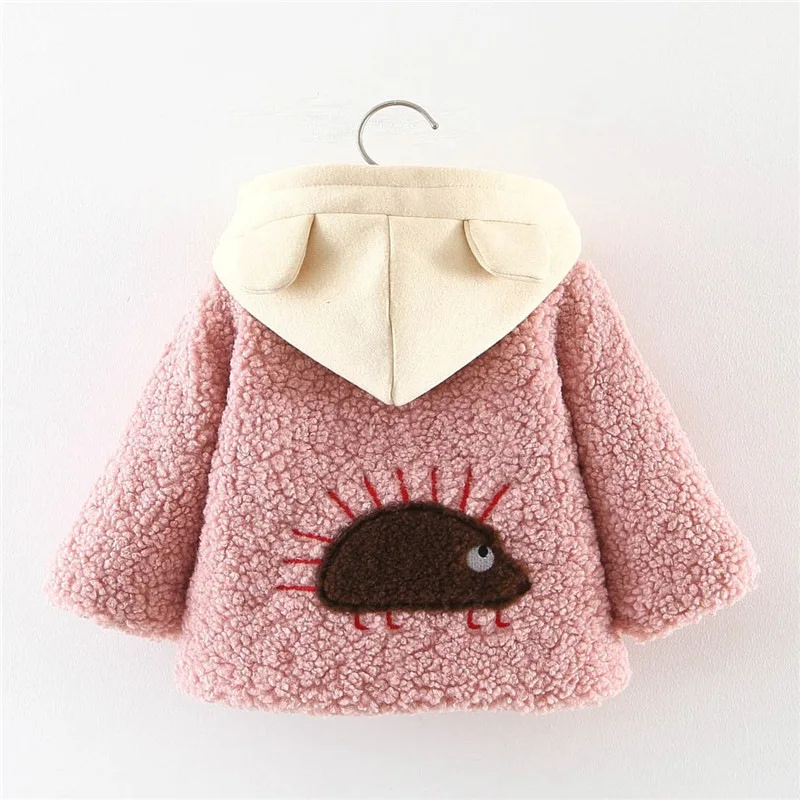 Pink Теплые зимние пальто с капюшоном для новорожденных девочек, детские утепленные флисовые парки с героями мультфильмов, пальто, верхняя одежда Casaco WT840 - Цвет: Pink
