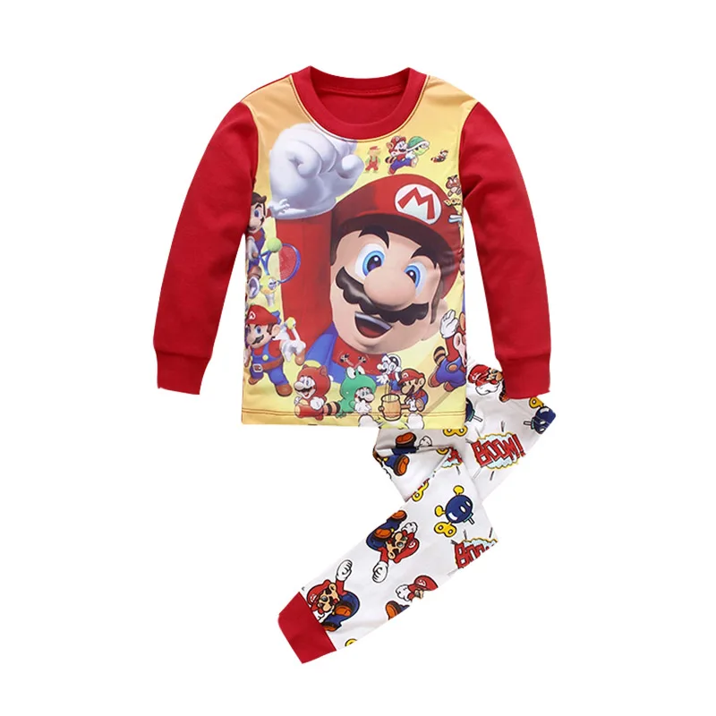 Детская одежда для сна из хлопка с изображением супер Марио для маленьких мальчиков, пижамы, топ+ штаны, комплект из 2 предметов, костюм для костюмированной игры, костюм «Брат Марио» - Цвет: Super Mario