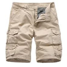 Мужские шорты, Летние повседневные однотонные хлопковые брюки, шорты, мужские свободные шорты, мужские большие размеры, много карманов, пять штанов