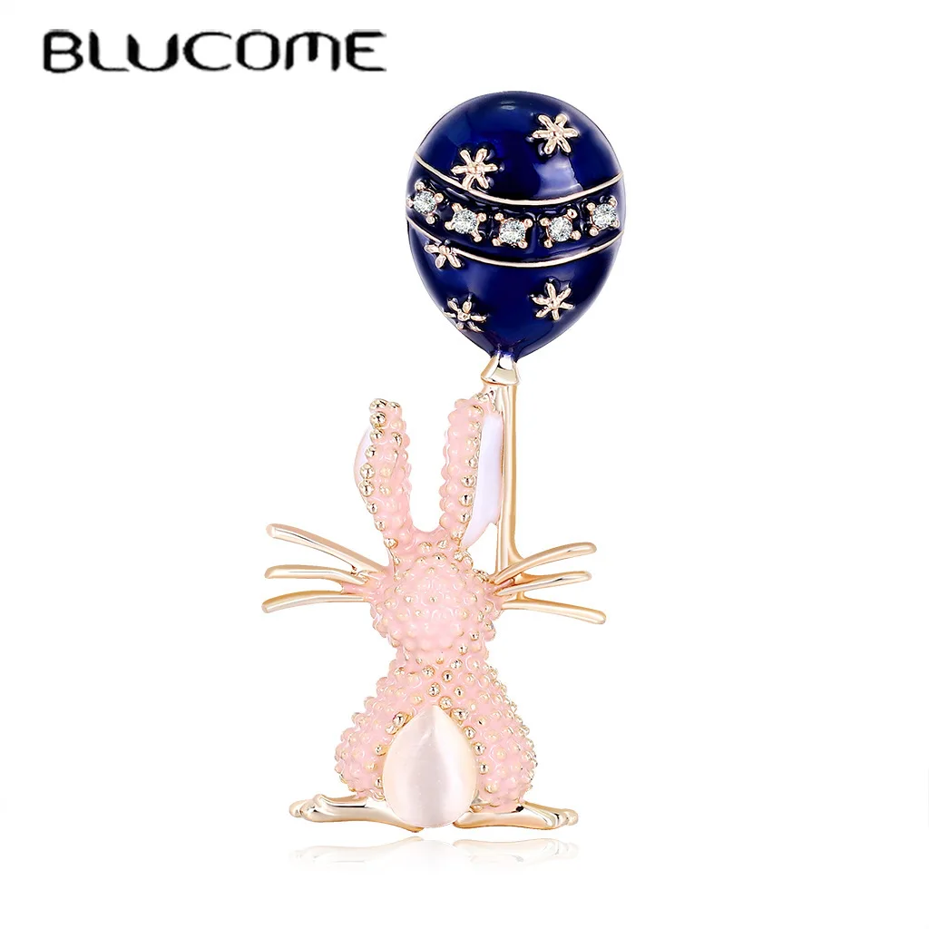 

Blucome Kawaii Enamel Balloon Rabbit Shape Brooches For Women Gold Color Cartoon Animal Brooch Hijab Pins