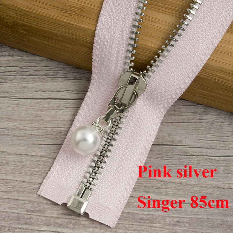 pink silver 85cm Meetee 20/80/120 см 5# разъемная застежка-молния металлическая молния с жемчугом ползунок Для женщин с открытым концом молнии для одежды пальто; Прошитые вручную инструменты AP541 - Цвет: pink silver 85cm