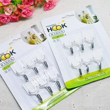 

Small 6 Pieces-Creative Home White Strong Adhesive Hook 6 PCs Hook Clothes Hook 2Kg