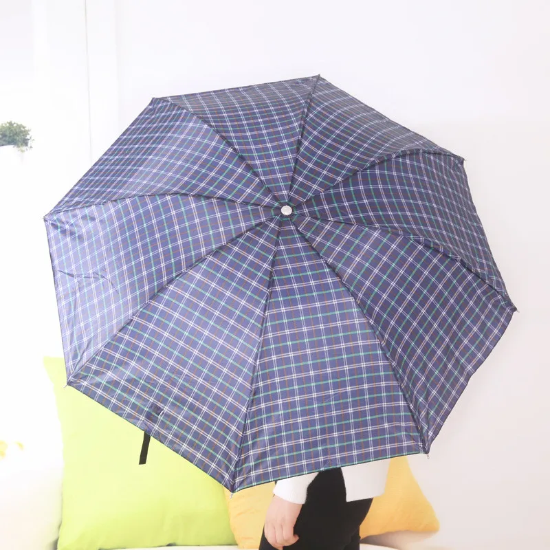 Portable Short Handle Wind Resistant Folding Umbrella Rain Lovers Windproof Umbrellas Rain for Couple Lattice Manual Parasol - Цвет: 1