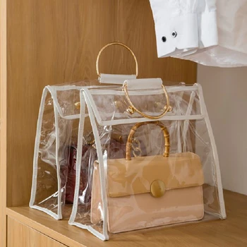 

Thicken PVC Transparent Handbag Dustproof Protect Bag Women Portable Handbags Storage Pocket Clear Handbag protective Cover