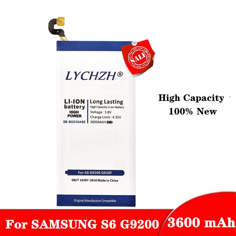 

EB-BG920ABE 3600mAh Battery For Samsung Galaxy S6 SM-G920 G9200 G920f G920i G920A G9208 G9209 G920 G920V G920T G920P Phone