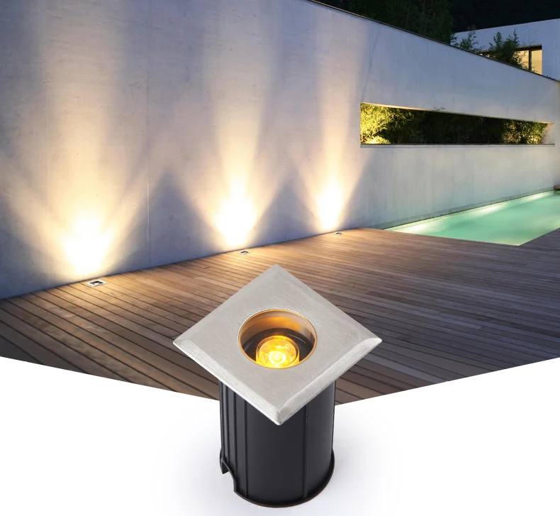 Квадратный подземный светильник RGB фокус встраиваемый Точечный светильник водонепроницаемый настил ступенька лестница 12 В 3 Вт 220 В светодиодный садовый светильник настенный напольный светильник