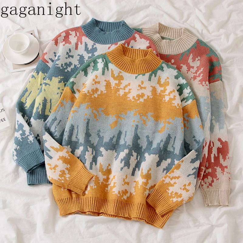 Gaganight Повседневный Свободный вязаный женский свитер корейский пуловер с длинным