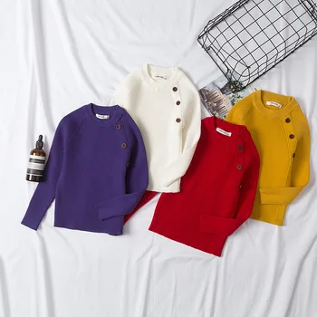

2020 Autumn Baby Sweaters Kids Knit Infant Sweater Children Boys Long Sleeve 3 Buttons Sweaters Girls Basic Sweaters 1-6 Years