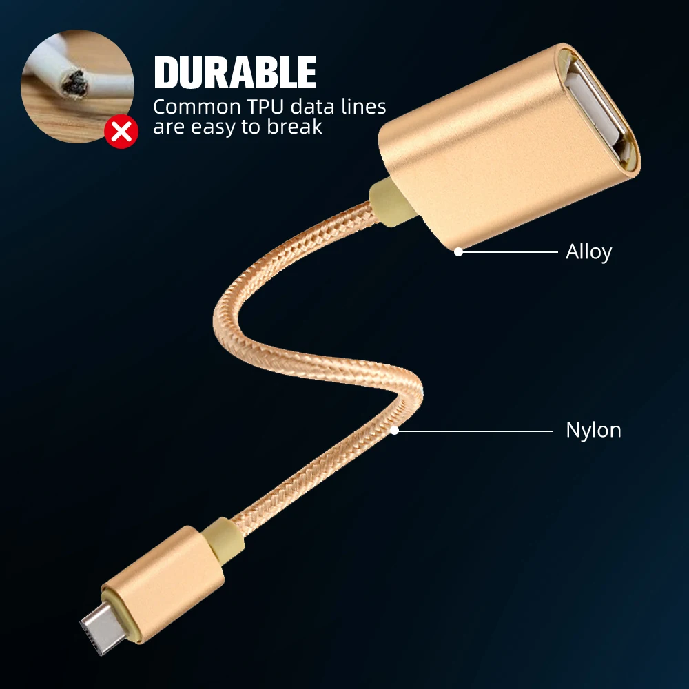 OTG-адаптер с разъемом USB Type-C и кабелем для чтения флеш-накопителей и мышей ► Фото 2/6