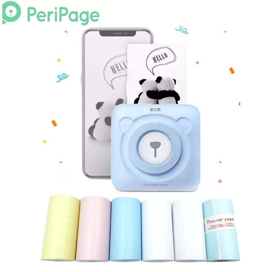 PeriPage мини портативный термопринтер 58 мм наклейка этикетка Bluetooth фото чековый