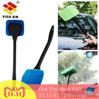 

Green/Blue Microfiber Long Handle Car Wash Brush Auto Window Clean Car Window Windshield Cloth Clean Tools Washable Shine Handy