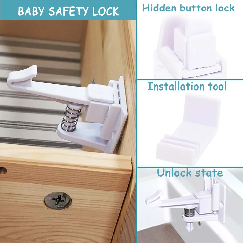 TUSUNNY 6 Pcs Magnetic baby child kids safety latch Magnetic Locking System drawer cabinet cupboard Lock child protection