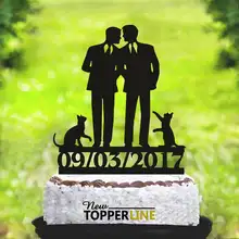 Гей торт Топпер& Dating свадебный торт фигурки жениха и невесты; гей торт Топпер& кошка мистер и мистер торт Топпер