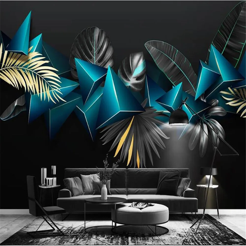 

Milofi Custom 3D wallpaper mural modern three-dimensional geometric tropical plant leaf background wallpaper mural