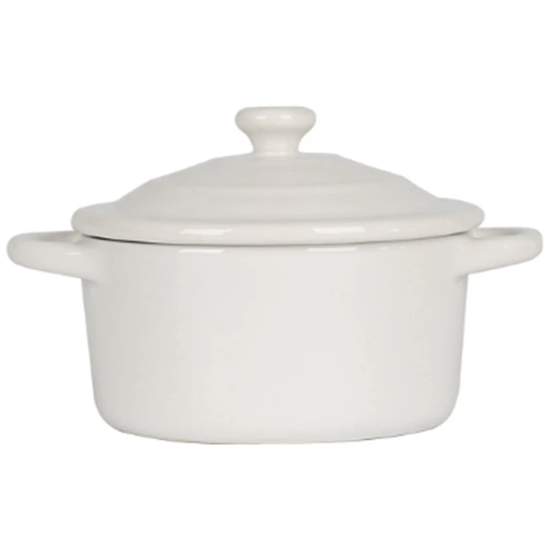 

Ceramic Rice Bowl Tableware Double Ear With Lid Soup Bowls Simple And Creative Salad Bowl Mousse Jelly Bowl With Covered Pudding