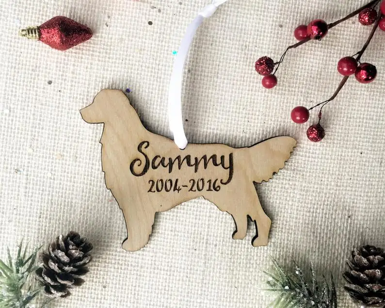 Индивидуальный орнамент с изображением собак-золотой ретривер деревянный магнит-пользовательское имя собаки-отличный подарок для любимого питомца-различные собаки пород A