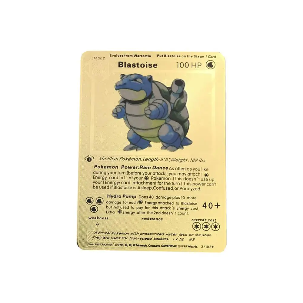 Высокое качество игры аниме битва карт Pokemones карты золотая металлическая карточка коллекционная карточка фигурка Модель Детская игрушка подарок - Цвет: 10
