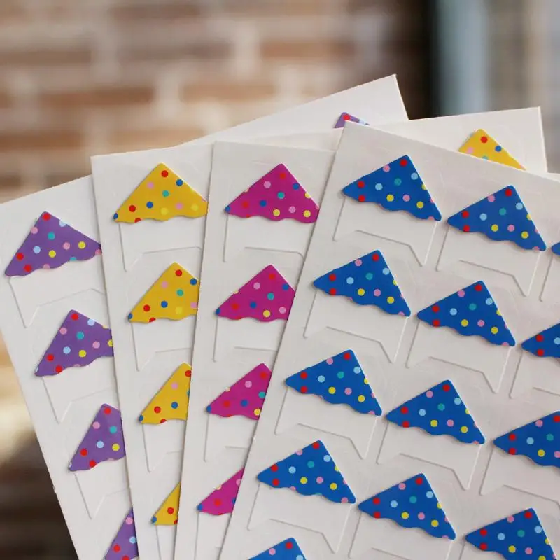 96 pcs/lot 4 sheets Handmade Lovely Colored dots for Scrapbook Creative Storage Gift Photo Album Corner Sticker