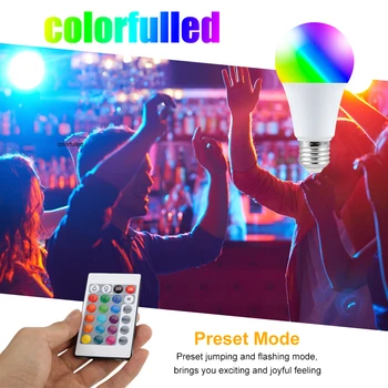 

110V 220V E27 RGB LED Bulb Lights 5W 10W 15W RGB Lampada Changeable Colorful RGBW LED Lamp With IR Remote Control+Memory Mode