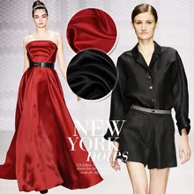 Шелковые ткани для платьев блузки шарфы Одежда метр чистый шелк атлас Шармез 16 мельница красный черный высокого класса