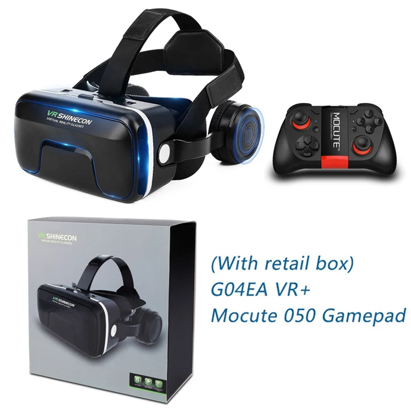 VR with mocute050 Shinecon Модернизированный Z4 VR Большой Просмотр захватывающий опыт Vr box 3D очки виртуальной реальности со стереонаушниками с gampad - Цвет: VR with mocute050