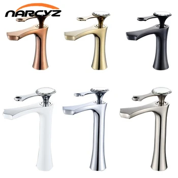 

Bathroom Faucet Brass European basin faucet Rose Gold single hole heightened above counter Hot and Cold Bathroom Faucet XT-436