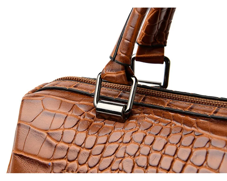 Ladies Faux Crocodile Print Handbags Vintage PU Leather Crossbody Bags Women Luxury Brand Satchels Purse Black Brown Gray Purple (6)