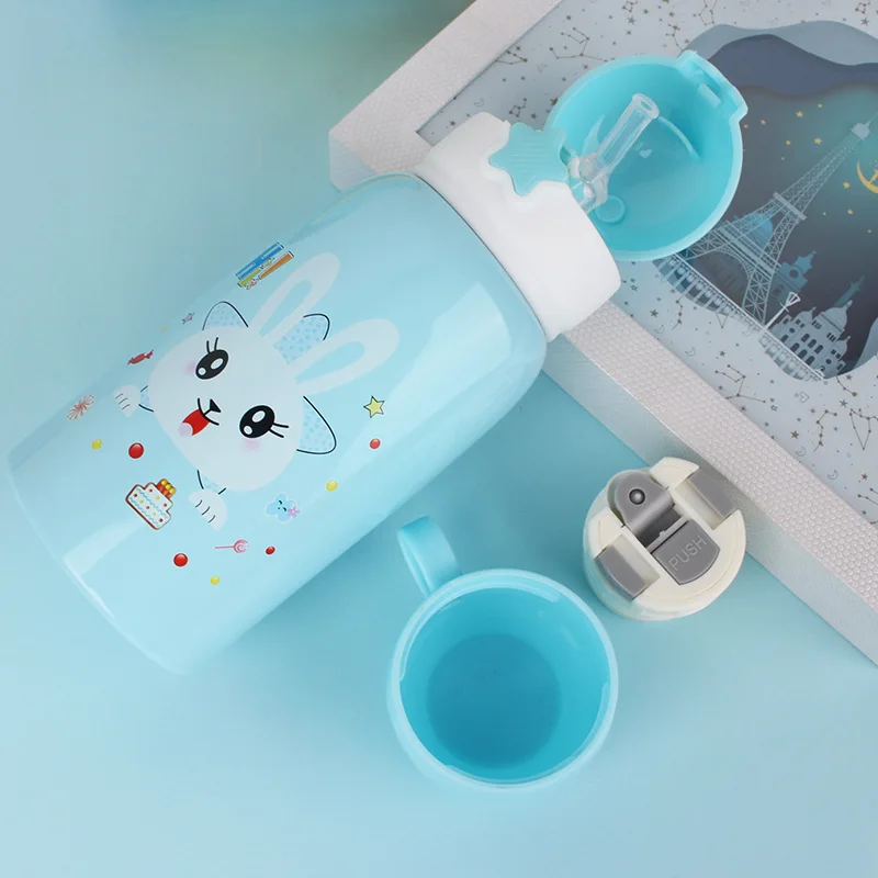 Нижнее белье с рисунком из мультфильма с двойными стенками кружка-термос Термальность Нержавеющая сталь детская бутылка для воды с силиконовая трубочка