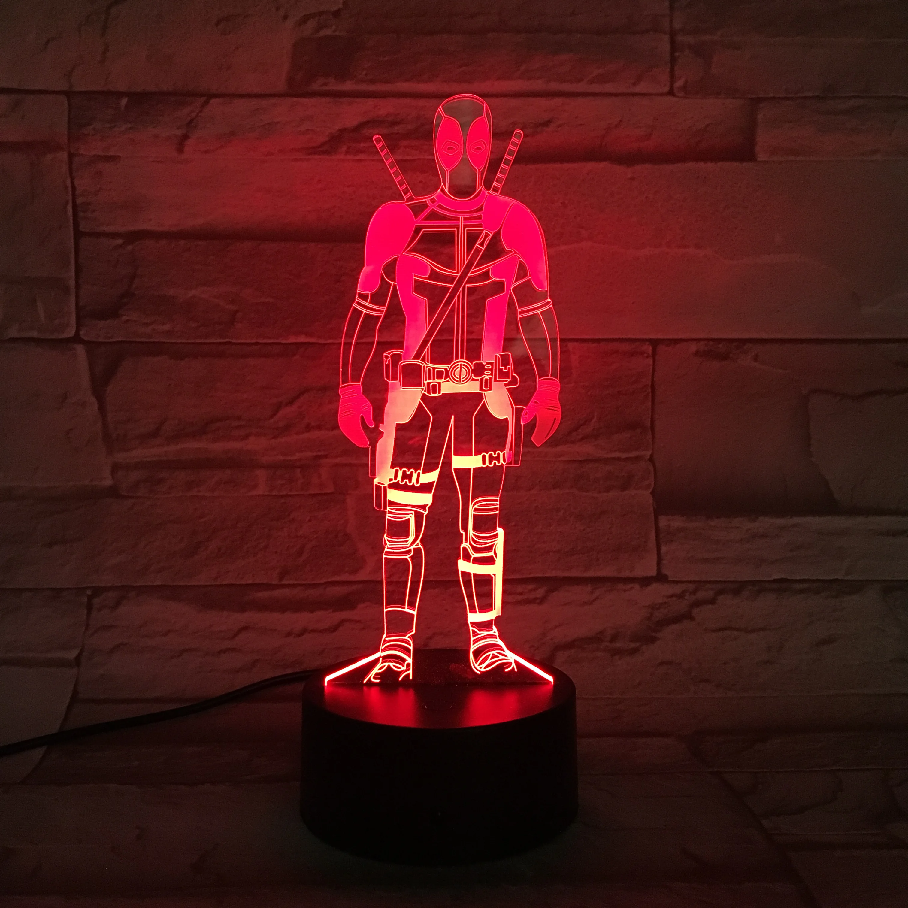 3 3D Lamp Marvel Comics Superhero Deadpool Kids Night Light LED Bedroom Deco Holiday Gift The Avengers Child Table Night Lamp 3D - Испускаемый цвет: 3