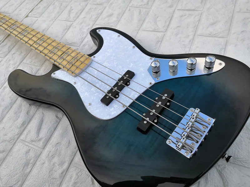 

Electric bass guitar Jazz Bass Dark green color 4strings ACTIVE pickups fingerboard Inlays Pearloid Blocks.Paypal available!Bs-2