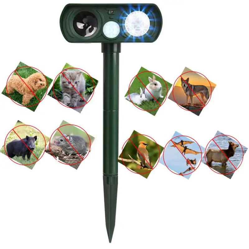 

Outdoor Animal Pest Mouse Repeller Ultrasonic Solar Pest Repeller PIR Sensor Garden Bird Cat Dog Fox Repellent Keep Animals Away