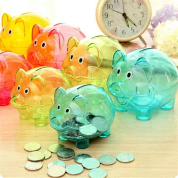

Cute Transparent Plastic Piggy Bank Birthday Gift Money Box Kid's Candy Machine Dolls Coin Boxes Toys Home Decor