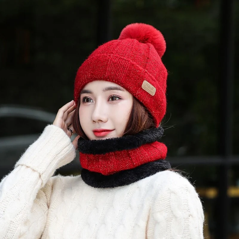 Модная Лыжная шапка новинка 2019 брендовая шерстяная с меховой подкладкой и