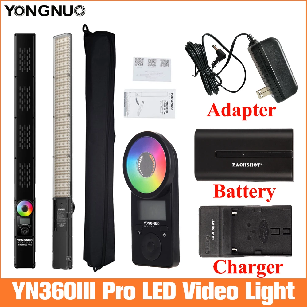 Yongnuo YN360 III Pro LED Video Light 3200K-5600K RGB Photo Light Light for Video Recording w Remote