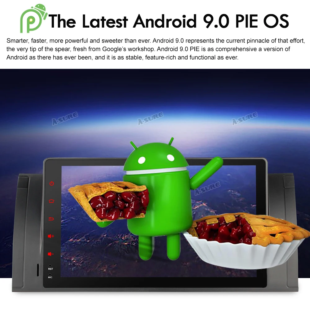 Sale A-Sure 1 Din 8 CORE 4G RAM Android 9.0 Car Auto Radio GPS DVD Navigation For BMW X5 M5 E39 E53 E38 5er 7er Stereo DAB+ WiFi OBD 1