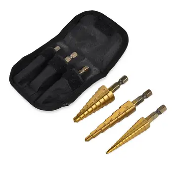 

3Pcs High Carbon Steel Drill Bit Set Steel Titanium Nitride Coated Step Quick Change 1/4" Shank Repair Disassembly Tools