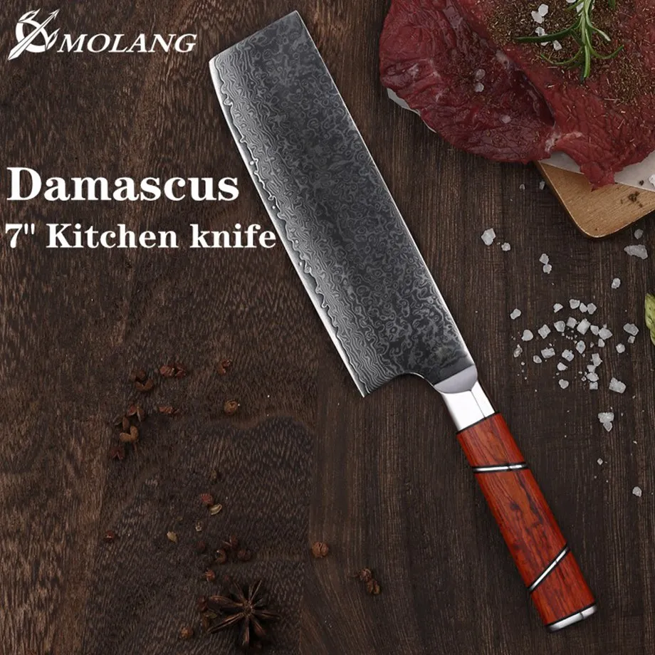 

MOLANG Home 7 "Damascus Steel Slicing Knife Beef Slicing Knife Boutique Pattern Steel Kitchen Chef Knife