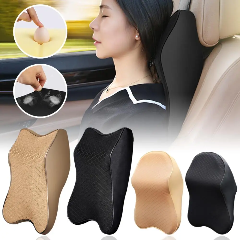

3D Memory Foam Car Neck Pillow PU Leather Car Pillow Waist Rest Pillow Seat Back Rest Lumbar Cushion For Car Accessories
