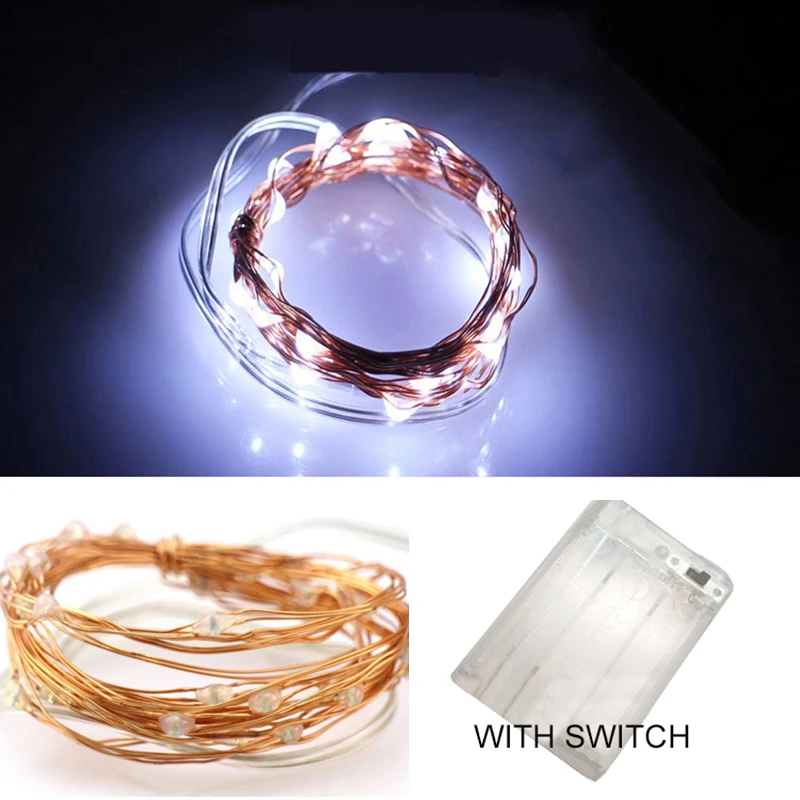 LED Fairy светильник 2/5 м гирлянды Батарея питание гирлянда Медный провод для