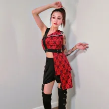 Модный джазовый танец костюмы Для женщин красный ночной клуб Dj диско ночной наряд для танцев на шесте производительность Костюмы Gogo платье для танцовщиц DC3482