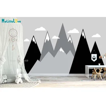 

Simple Mountains Wall Stickers Custom 4 Colors Nursery Decor Girls Baby Room Vinyl Nordic Style Decals Removable YT5236