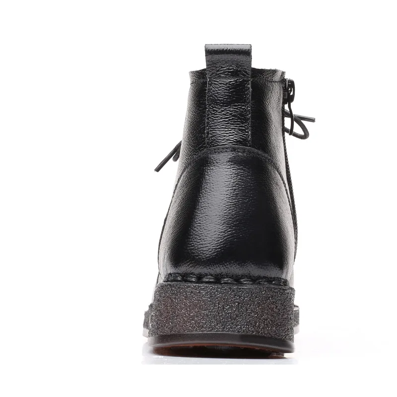 Xiuteng/ г. Модные женские ботильоны из натуральной кожи женская черная обувь для мам мягкие Нескользящие ботинки на плоской подошве с круглым носком