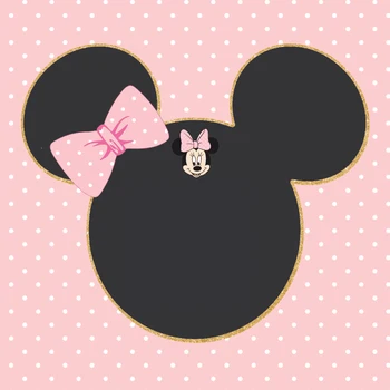 

8x8FT Light Pink Polka Dots Black Minnie Head Pattern Bow Custom Photography Background Studio Backdrops Vinyl 240cm x 240cm