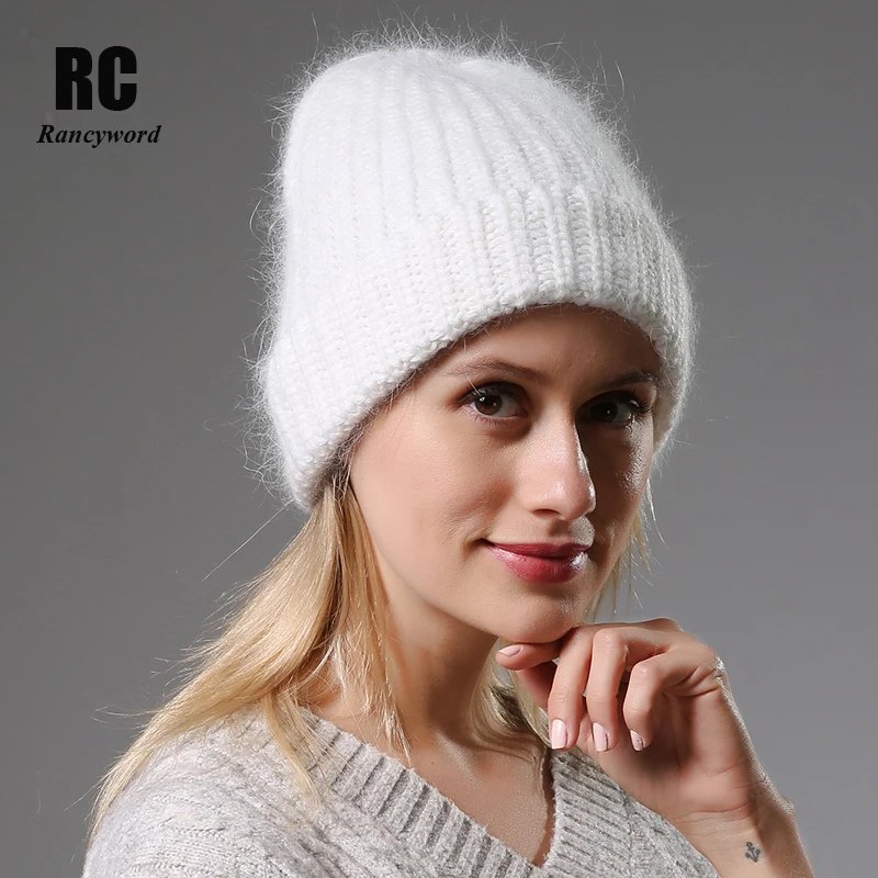 Зимняя женская шапка hat70% ангольского кроличьего меха, вязаная шапка бини, зимняя женская шапка для девочек, женская шапка, новая простая шапка из кроличьего меха