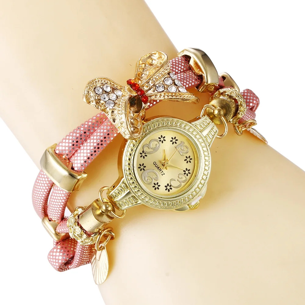 

Foreign Trade Hot Sales Wechat Business Supply of Goods Women's Bow Pendant Bracelet Watch Quartz Watch Manufacturers Direct Sel
