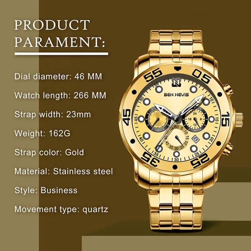2020 Top Brand Mens Watches Luxury Quartz Movement Luxury Business Gold Watch Military Sport Waterproof Wrist Watch QW013